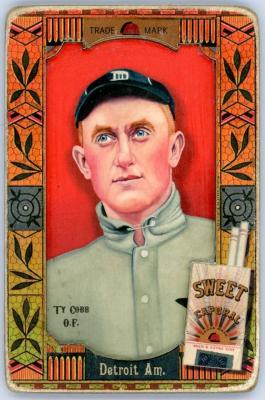 Picture, Helmar Brewing, Helmar Oasis Card # 89, Ty COBB (HOF), Red Background, Detroit Tigers